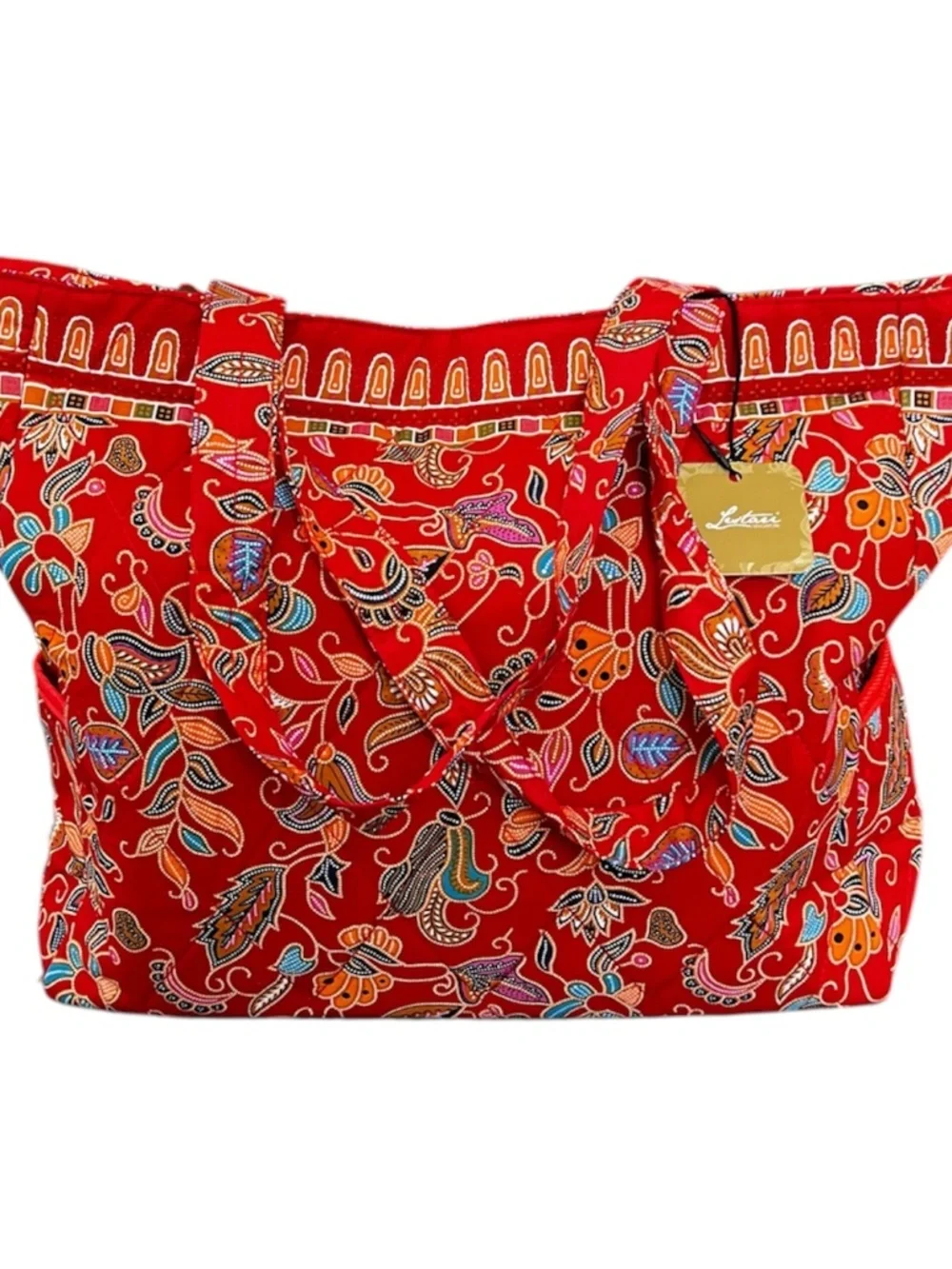 Lestari Singapore Batik Women Red Tote Bag
